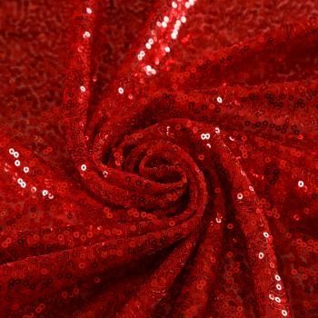 Пайетки на сетке 055-19007 красный однотонный