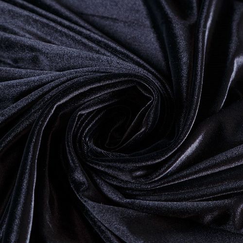 Бархат стрейч 002-09164 черный однотонный