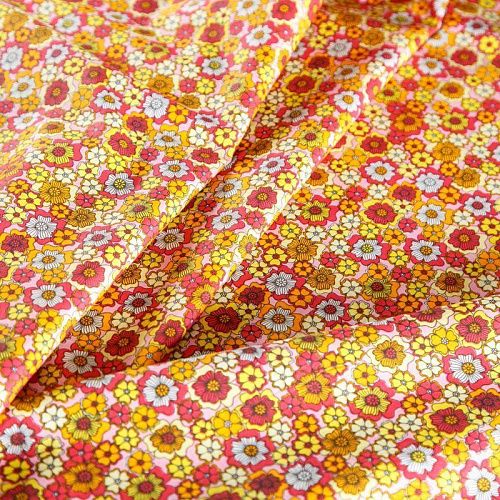 Хлопок 063-02031 желто-розовый принтованный