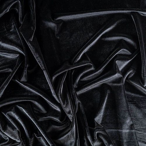 Бархат-лайкра К30-260 черный однотонный