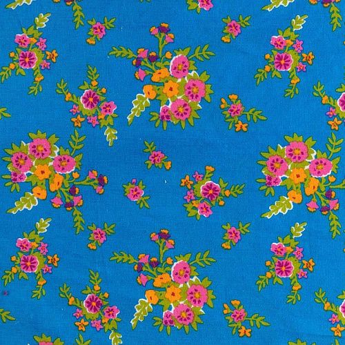 Микровельвет К36-059 ярко-синий принтованный