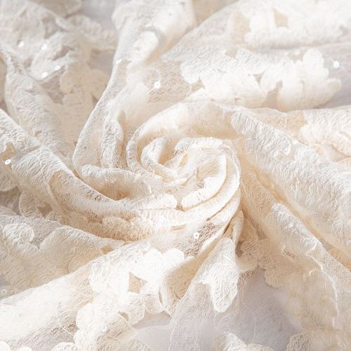 Кружево с пайетками 012-20757 молочный