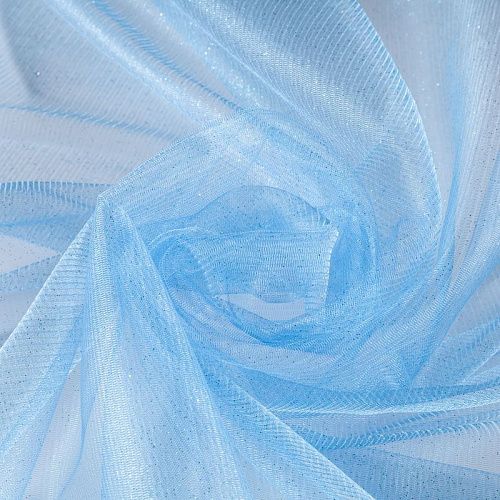 Фатин с напылением К33-952 лазурно-голубой однотонный