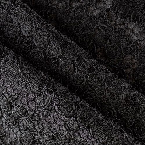 Вышивка на сетке К12-677 черный однотонный