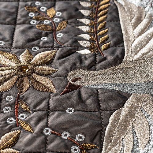 Ткань курточная с вышивкой К20-320 темно-коричневый