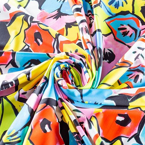 Лайкра 005-01228 белый принтованный