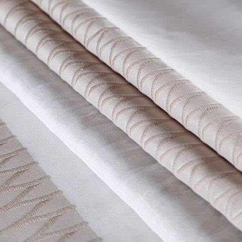 Тюль жаккардовый Т413-01-17 бежево-белый