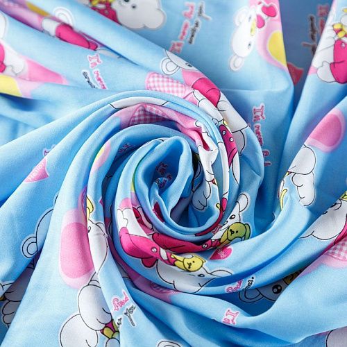 Штапель 069-08248 светло-голубой принтованный