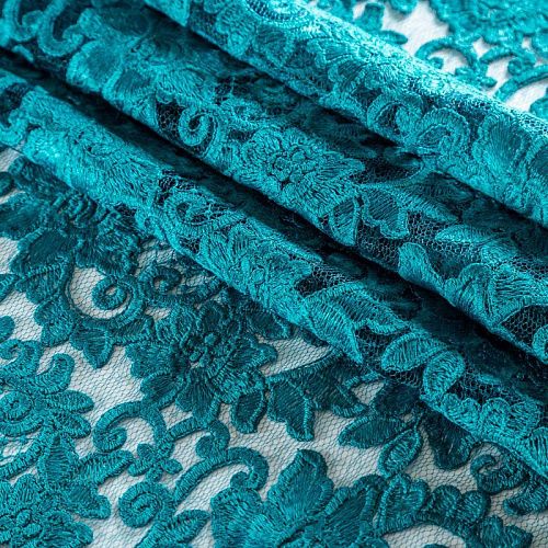 Гипюр на сетке К19-706 бриллиантовая зелень