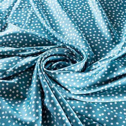 Шелк синтетический 065-01314 темно-бирюзовый принтованный