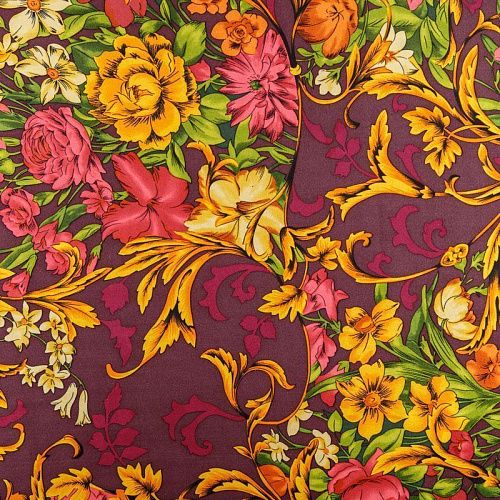 Шелк натуральный К30-246 марсала принтованный