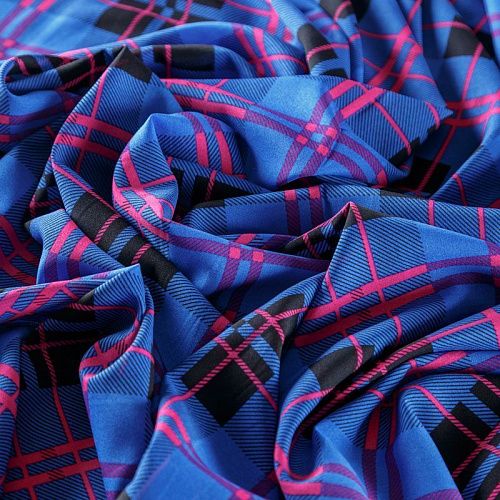 Крепдешин синтетический 029-08389 васильковый принтованный