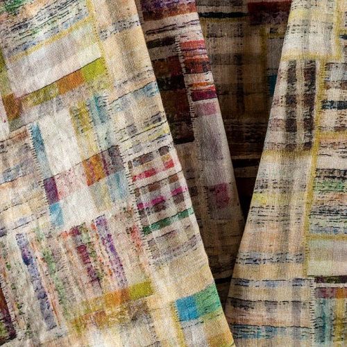 Лен натуральный К33-237 хаки принтованный