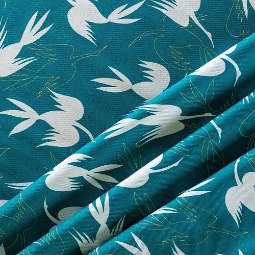 Твил-штапель 069-00953 темно-бирюзовый принтованный