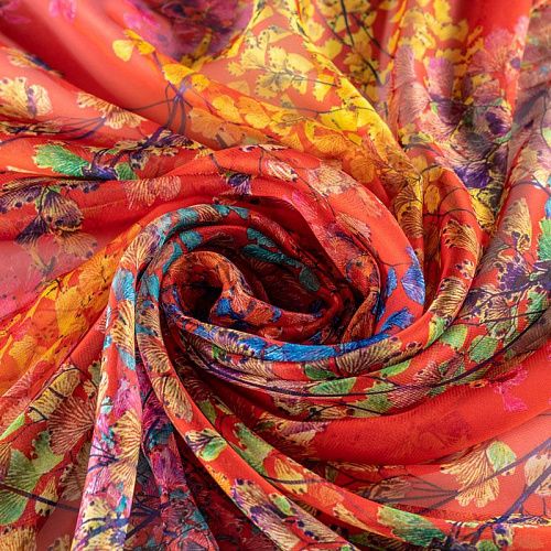 Шифон К33-246 красный принтованный