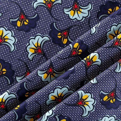 Лен-вискоза 035-00941 синий принтованный