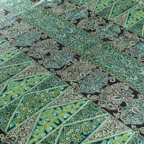 Шелк натуральный К01-0021 зеленый принтованный