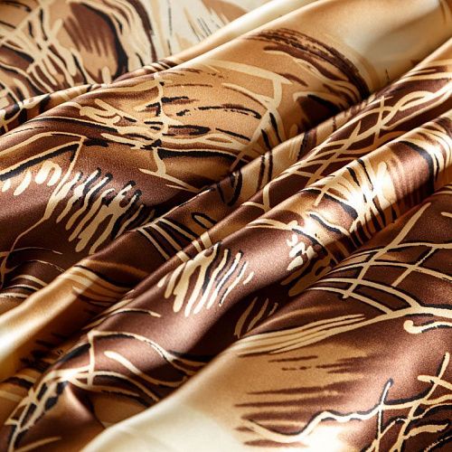 Шелк натуральный К15-424 бежевый принтованный
