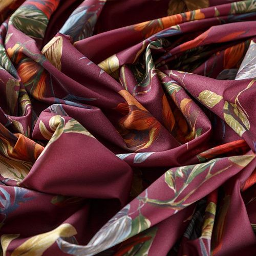 Креп 026-08172 винный принтованный