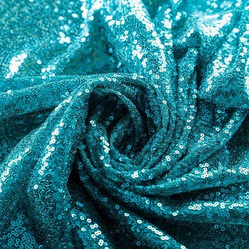Пайетки на сетке 055-02829 темно-бирюзовый однотонный