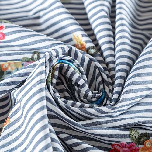 Хлопок с вышивкой 063-02338 белый принтованный