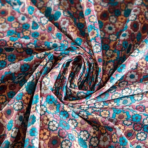 Хлопок 063-02029 розово-голубой принтованный