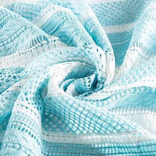 Гипюр-макраме К21-1078 бирюзово-белый