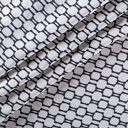 Крепдешин натуральный К13-539 белый принтованный