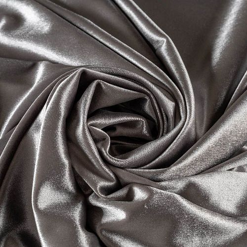 Бархат-лайкра К33-763 серебристо-серый однотонный