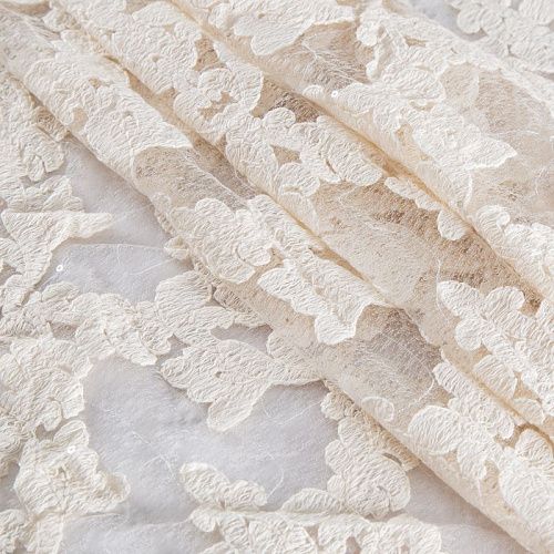 Кружево с пайетками 012-20757 молочный