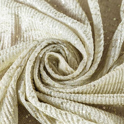 Трикотаж-гофре с пайетками 056-09125 золотистый однотонный