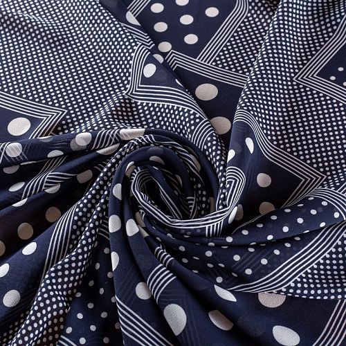 Креп-шифон 027-01416 темно-синий принтованный