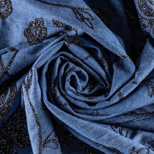 Джинс К32-185 сине-голубой с вышивкой