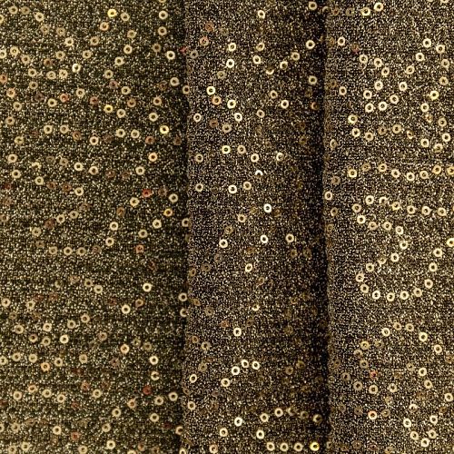 Трикотаж гофре 1120-341-056-0021 золотисто-черный с пайетками