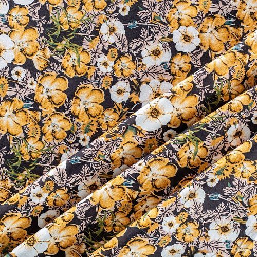 Штапель 069-01508 черный принтованный