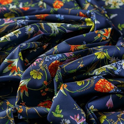 Вискоза "Лоренцо" 036-08353 темно-синий принтованный