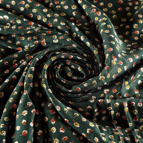 Твил-штапель 069-04665 темно-зеленый принтованный