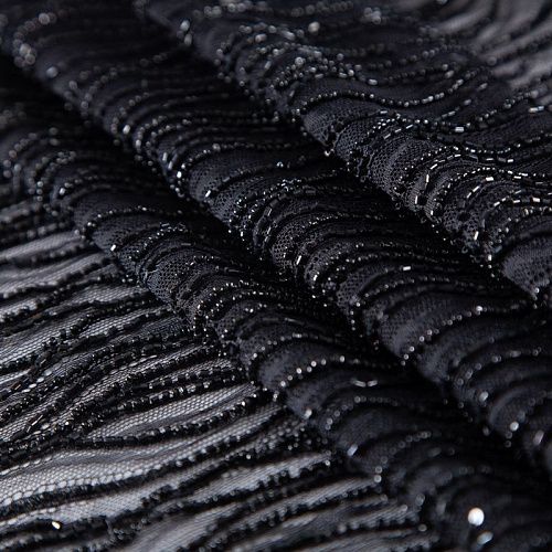 Шантильи с вышивкой и бисером 031-19786 черный