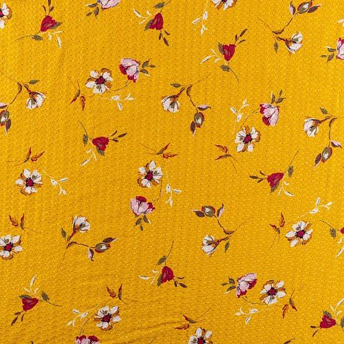 Вискоза 009-1018 шафрановый принтованный