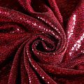 Ткань с пайетками 055-03055 бордовый однотонный