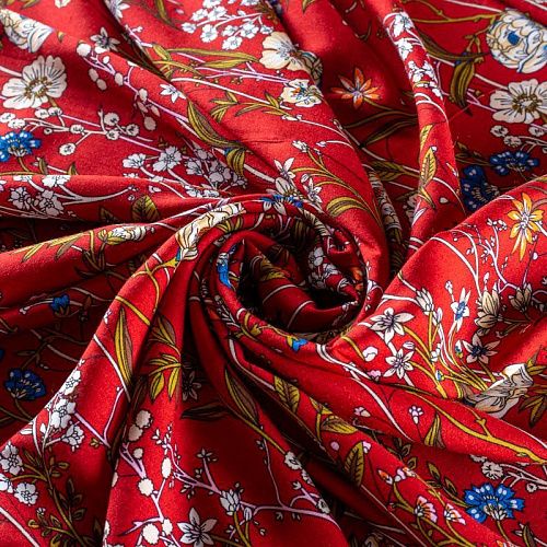 Штапель 069-01505 терракотово-красный принтованный