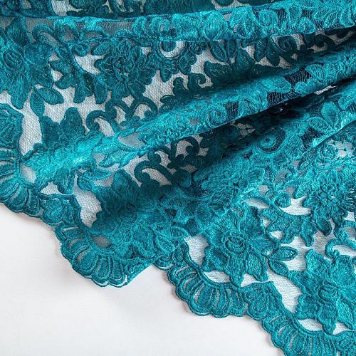 Гипюр на сетке К19-706 бриллиантовая зелень