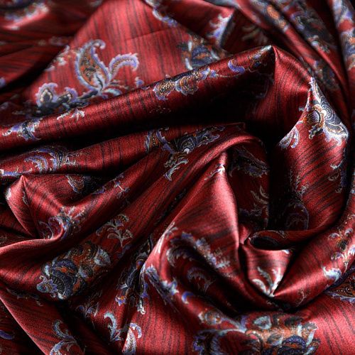 Шелк натуральный К24-022 гранатовый принтованный