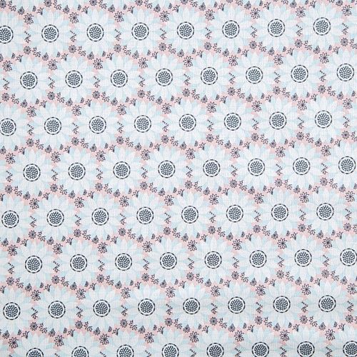 Лен натуральный 035-07870 выбеленный голубой принтованный