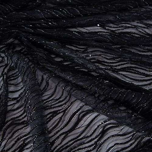 Шантильи с вышивкой и бисером 031-19786 черный