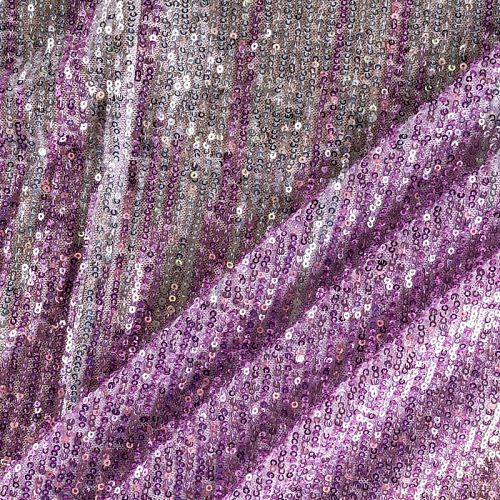 Ткань с пайетками К33-528 серебристо-сиреневый