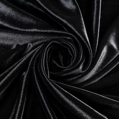 Бархат-лайкра К33-570 черный однотонный