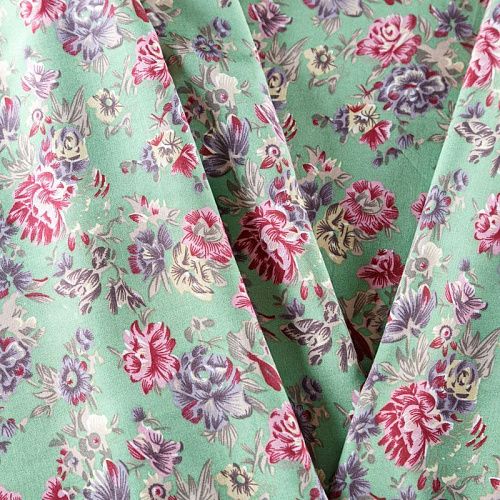 Штапель 069-07768 мятно-зеленый принтованный