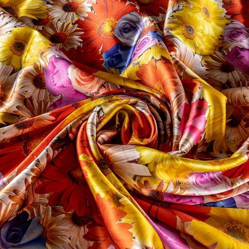 Шелк натуральный К2-406 белый принтованный