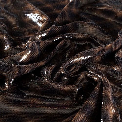 Ткань с пайетками 055-04190 черно-коричневый